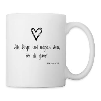 Bibelvers Segensspruch für Gläubige Taufe, Gott - Tasse - Weiß - Rechts