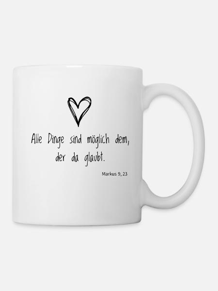 Bibelvers Segensspruch für Gläubige Taufe, Gott - Tasse - Weiß