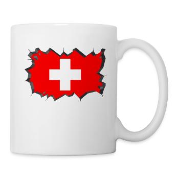 Swiss flag ice block cracks Switzerland - Mug - white - Right