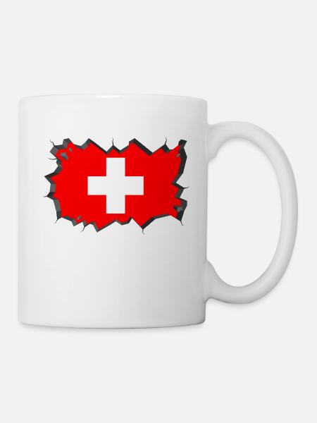 Le bloc de glace du drapeau suisse craque la Suisse - Mug blanc - blanc