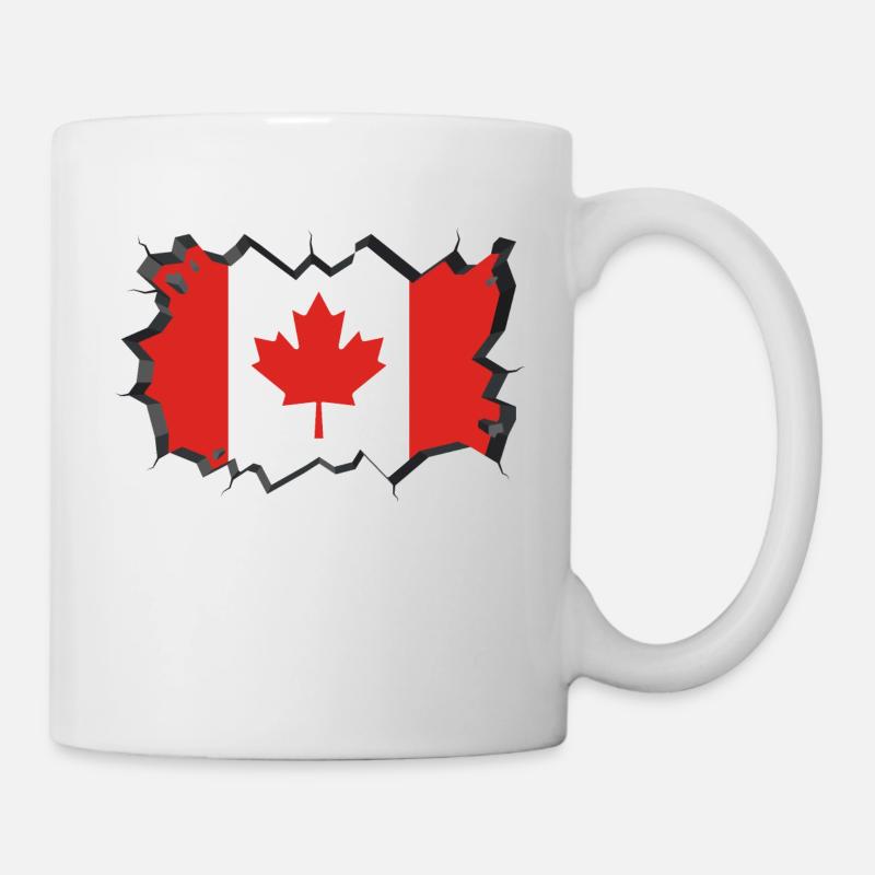 Drapeau du Canada Feuille d'érable Feuille d'érable Canada - Mug blanc - blanc