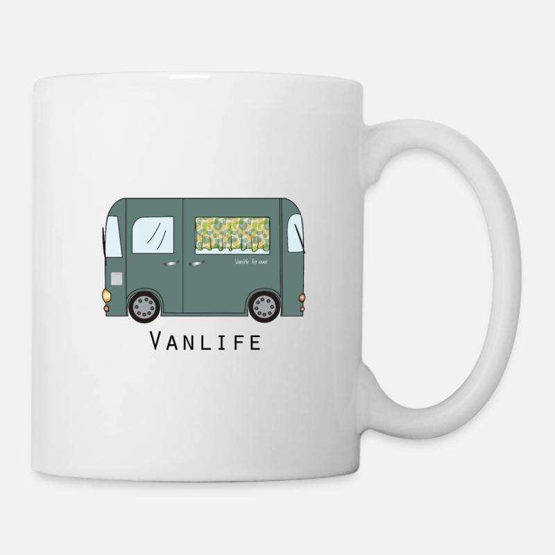 Van mit stilisiertem Vorhang - Tasse - Weiß