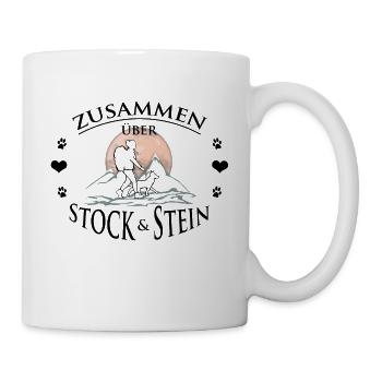 Frau Hund zusammen wandern - Tasse - Weiß - Rechts