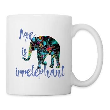 Age is irrelephant – birthday funny pun - Mug - white - Right