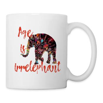 Age is irrelephant – birthday funny pun - Mug - white - Right