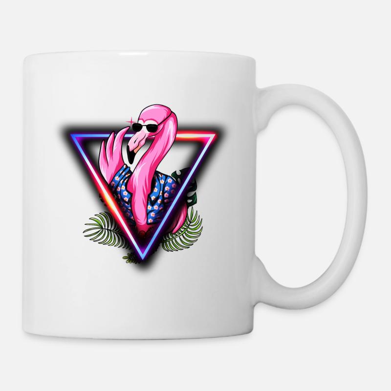Flamingo Rosa Sonnenbrille Sommer Sonne Cool - Tasse - Weiß