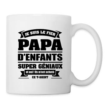 FIER PAPA D'ENFANTS GÉNIAUX - Mug blanc - blanc - Droite