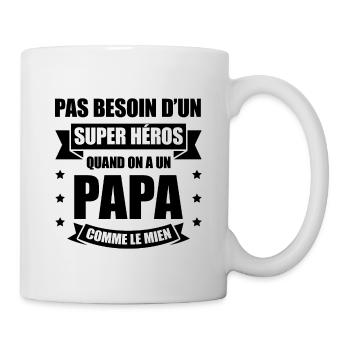 PAPA SUPER-HÉROS - Mug blanc - blanc - Droite