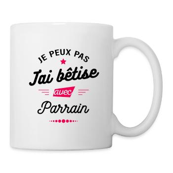 JE PEUX PAS J'AI BÊTISE AVEC PARRAIN - Mug blanc - blanc - Droite