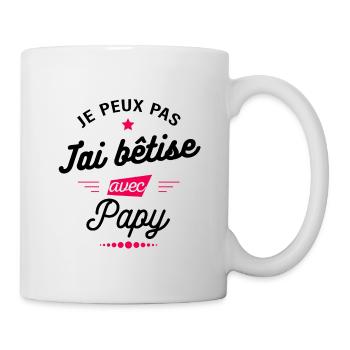 JE PEUX PAS J'AI BÊTISE AVEC PAPY - Mug blanc - blanc - Droite