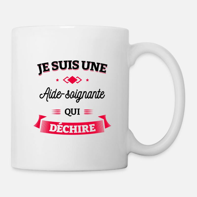 AIDE SOIGNANTE QUI DÉCHIRE - Mug blanc - blanc