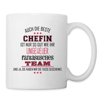 Beste Chefin fantastisches Team Tasse - Tasse - Weiß - Rechts