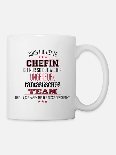 Beste Chefin fantastisches Team Tasse - Tasse - Weiß