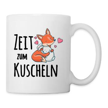 Fuchs und ein Kaninchen die mit einander Kuscheln - Tasse - Weiß - Rechts