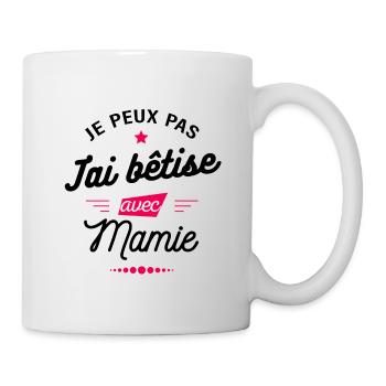 JE PEUX PAS J'AI BÊTISE AVEC MAMIE - Mug blanc - blanc - Droite