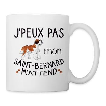 J'peux pas mon saint bernard m'attend.humour chien - Mug blanc - blanc - Droite