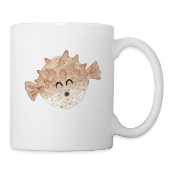 Kugelfisch Aquarell - Tasse - Weiß - Rechts