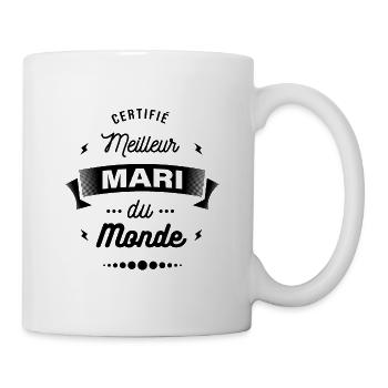 CERTIFIÉ MEILLEUR MARI DU MONDE - Mug blanc - blanc - Droite