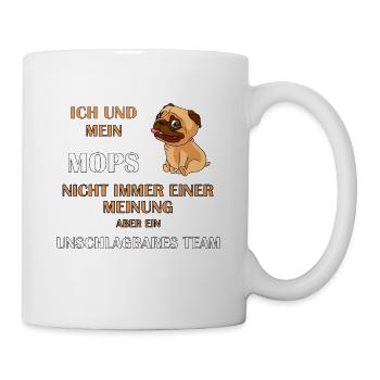 Mops - Tasse - Weiß - Rechts