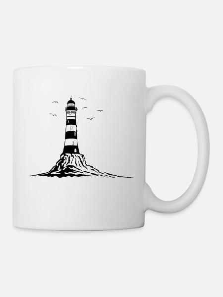 Phare, lighthouse, bateau, vacances de la mer rocheuse - Mug blanc - blanc