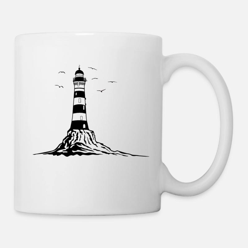 Phare, lighthouse, bateau, vacances de la mer rocheuse - Mug blanc - blanc