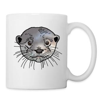 Tête de loutres colorée - Mug blanc - blanc - Droite