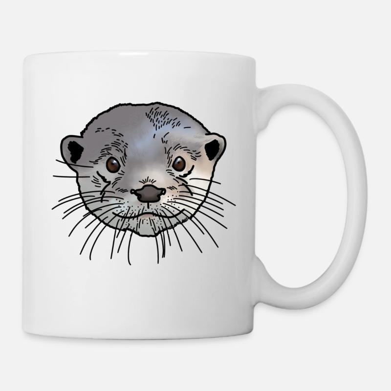 Otter Kopf farbig - Tasse - Weiß