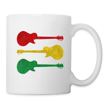 Gitarren mit Reggae Farben im Vintage Grunge Stil - Tasse - Weiß - Rechts