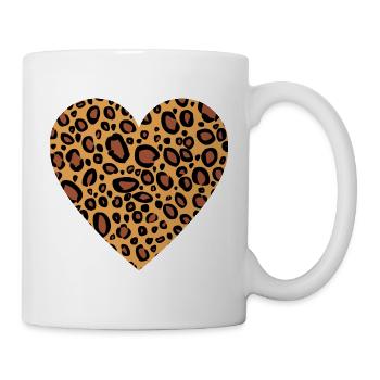Leopard Print Herz Leopard Hautmuster für Frauen - Tasse - Weiß - Rechts
