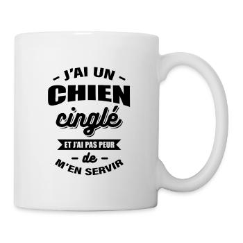 J'AI UN CHIEN CINGLÉ - Mug blanc - blanc - Droite