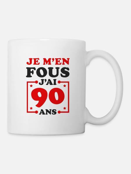 JE M'EN FOUS J'AI 90 ANS - Mug blanc - blanc