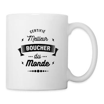 CERTIFIÉ MEILLEUR BOUCHER DU MONDE - Mug blanc - blanc - Droite