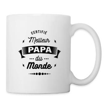 CERTIFIÉ MEILLEUR PAPA DU MONDE - Mug blanc - blanc - Droite