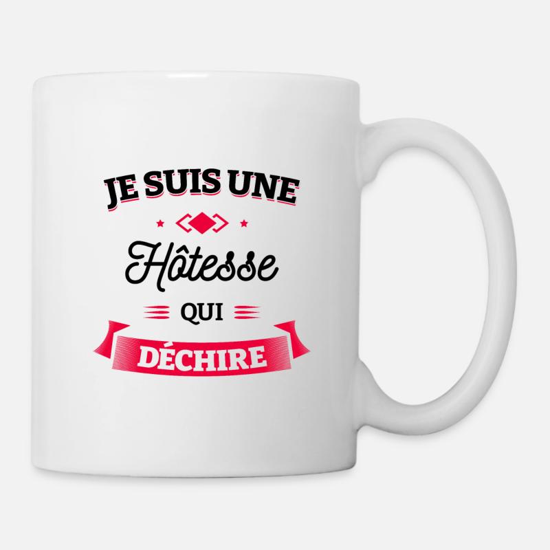 HÔTESSE QUI DÉCHIRE - Mug blanc - blanc