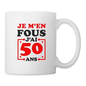 JE M'EN FOUS J'AI 50 ANS - Mug blanc - blanc - Droite
