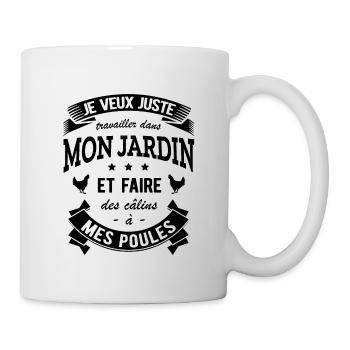 JARDIN JARDINIER HUMOUR POULES - Mug blanc - blanc - Droite
