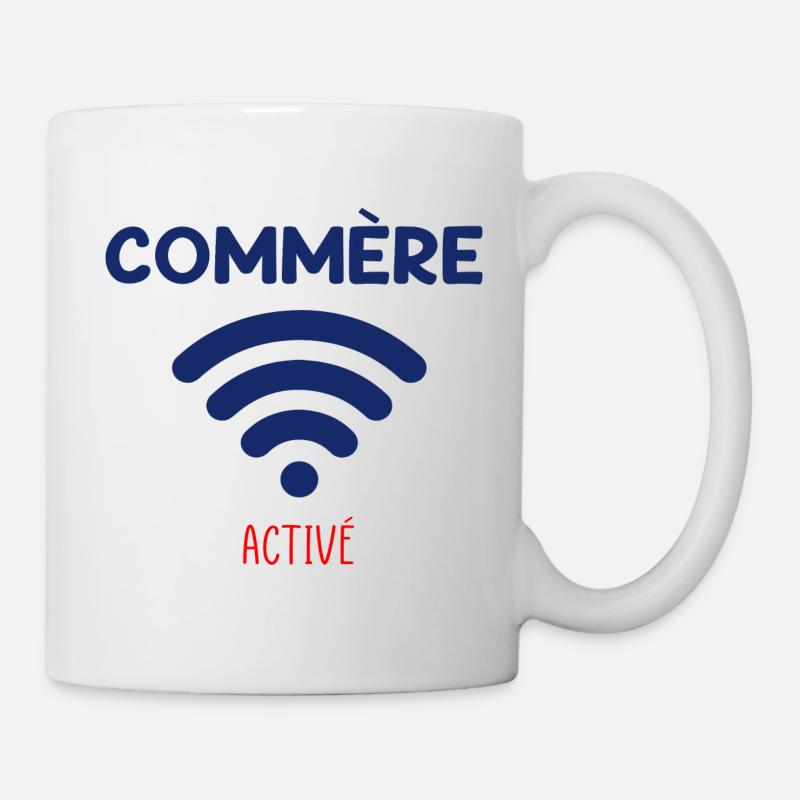 Phrase drôle Commère activé - Mug blanc - blanc