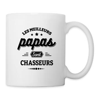 LES MEILLEURS PAPAS SONT CHASSEURS - Mug blanc - blanc - Droite