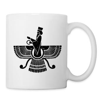 Silhouette Faravahar Zarathustra Symbol - Mug - white - Right