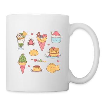 Süße japanische Desserts und Süßigkeiten - Tasse - Weiß - Rechts
