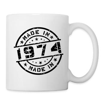 Geburtsjahr Geburtstag Born In - Made in 1974 - Tasse - Weiß - Rechts
