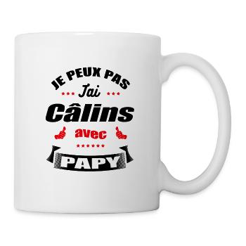 JE PEUX PAS J'AI CÂLINS AVEC PAPY - Mug blanc - blanc - Droite