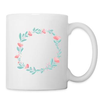 Flower wreath. Place your own text in it. - Mug - white - Right