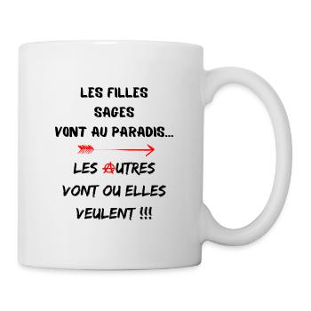Les filles sages vont au paradis - Mug blanc - blanc - Droite
