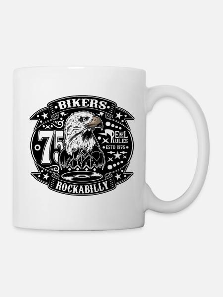Rockabilly Vintage Rocker 1975 Biker 70er - Tasse - Weiß