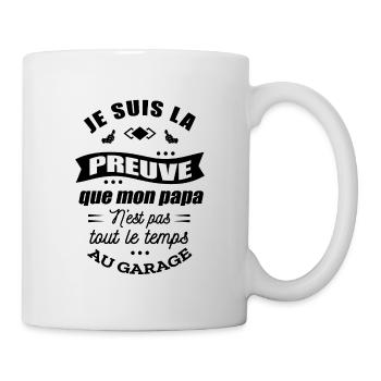 PREUVE ENFANT PAPA GARAGISTE - ENFANT GARAGISTE - Mug blanc - blanc - Droite