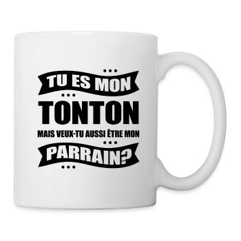 TONTON VEUX TU ÊTRE MON PARRAIN ? - Mug blanc - blanc - Droite