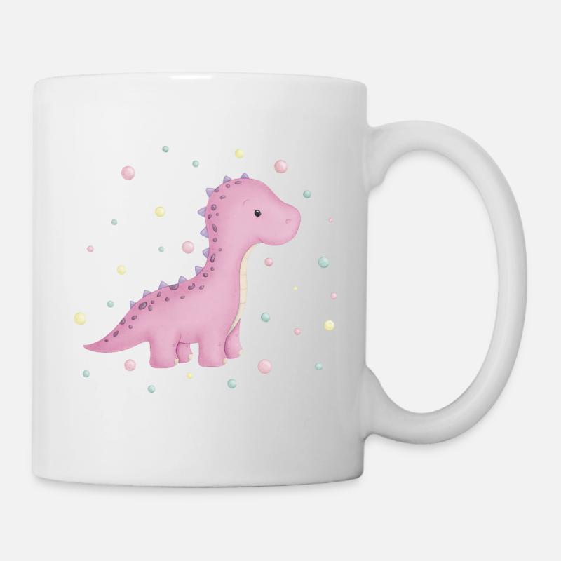 Dino Mädchen mit Punkten - Tasse - Weiß