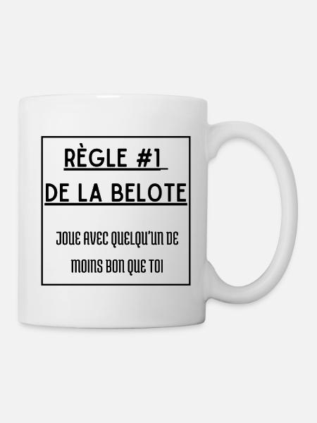 Cadeau belote drole jeu de société carte cartes - Mug blanc - blanc