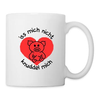 iss mich nicht, knuddel mich - Tierliebe - Tasse - Weiß - Rechts